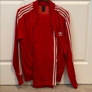 Red adidas track set